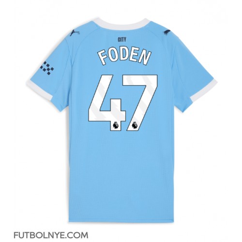 Camiseta Manchester City Phil Foden #47 Primera Equipación para mujer 2025-26 manga corta Camiseta Manchester City Phil Foden #47 Primera Equipación para mujer 2025-26 manga corta